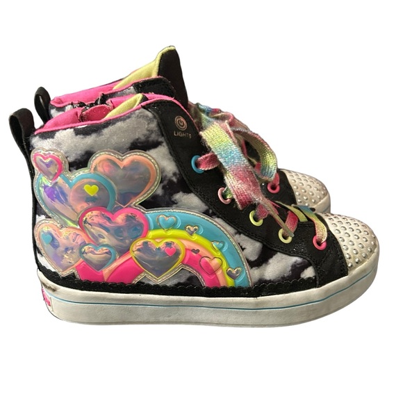 Skechers Twinkle Toes Shuffles Light Up Girls Size 2 sneakers Rhinestones - Picture 1 of 12